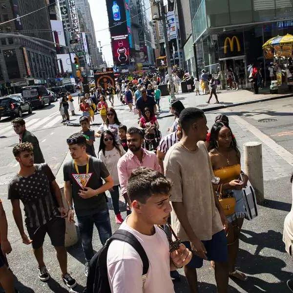 Crowded corner in New York City